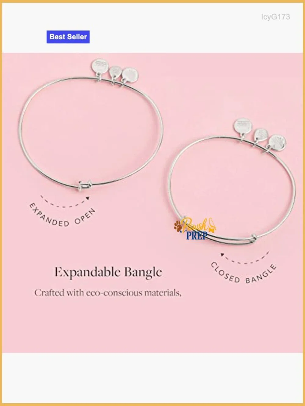 Expandable Paw Print Charm Bangle Bracelet Adjustable Pet Lover Jewelry